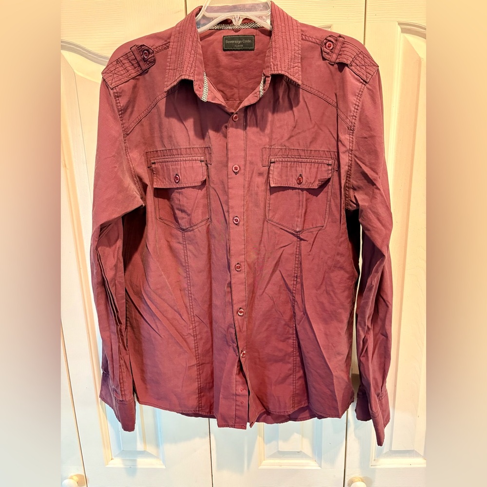 Sovereign Code Solid BurgundyButton Up casual dress shirt XL